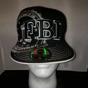 Small City Hunter NWT FBI Fitted Baseball Cap Black White Gray